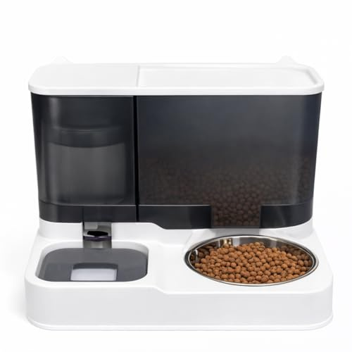 Inflate Decorate Ltd. 2 in 1 Automatic Pet Feeder for Cats and Small Dogs, 3.8L Gravity Pet Food, All in One Auto Food Feeder and Water Dispenser (Black)