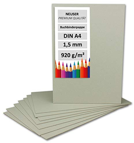 10x Cartón de encuadernación - Format: A4 - grosor: 1,5 mm ( 0,15 cm ) - Gramaje: 920 g/m² - Dimensiones: 29,7 x 21 cm - color: Gris-marrón - Cartón para manualidades, maquetismo, encuadernación