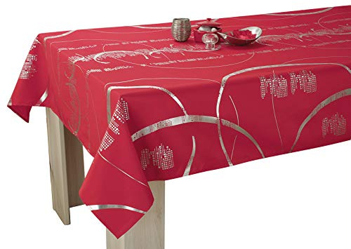 Le linge de Jules Shiny bordsduk - lätt skötsel röd - storlek: rektangel 150 x 300 cm