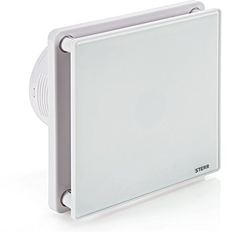 STERR Weißer Badlüfter 100 mm mit TIMER - Badezimmerventilator - Glasfront - Modernes Aussehen - BFS100T - 10 W
