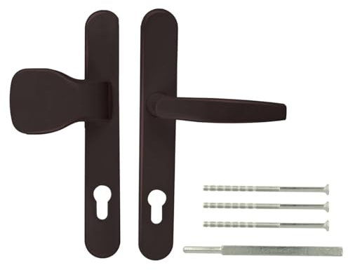 Premium Drückergarnitur Victory DHS 92mm - Oval - Griff-Knauf, Farbe:Braun RAL 8019, Schildbreite:25mm