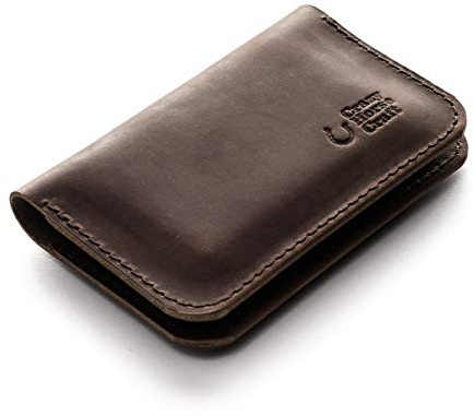 Portefeuille en cuir et porte-cartes de crédit | Wood Brown porte-cartes vintage fait main minimaliste slim Crazy Horse cuir cadeau personnalisé unique pour homme et femme, Crazy Horse Craft