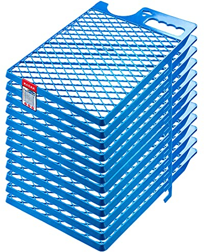 KADAX Paint Grid 39 x 28 cm, Reusable Scraper Grid for Paint Bucket and Paint Rollers, Wipe-Off Grid for Removing Excess Paint (Blue, Set of 12)