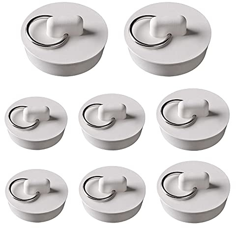 Lowats Gummi Waschbecken Stopper 8 Stück Waschbecken Stopper Set Stöpsel Waschbecken Waschbeckenstöpsel Abflussstopfen Weiß Badewanne Stopfen für Badewanne Spülbecken Bad und Küche 4 Größen