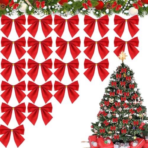 Dream HorseX 20 Lazos para árbol de Navidad, Adornos de Arco, Cintas de decoración de árboles de Navidad, Lazos de Cinta Adornos, Decoración Colgante de árbol de Navidad, 10CM…