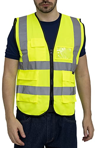 WORK IDEA Warnwesten Auto, Reflektierende Weste mit mehreren Taschen Sicherheitsweste