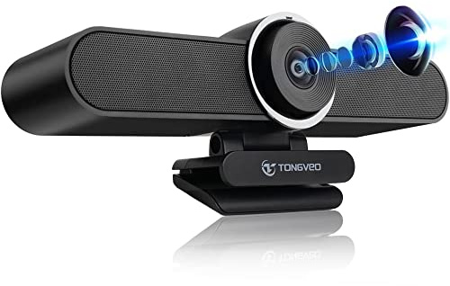 4K Webcam Conference Call TV Room Web Camera with Dual Microphones &Speaker, | All-in-One USB Video Camera, 116° Wide Angle, AI Auto Framing | Compatible with Zoom, OBS