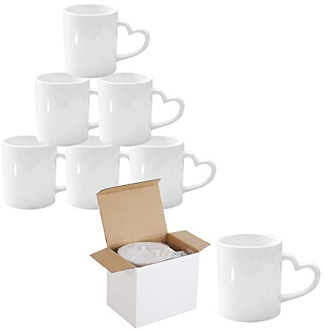 Yoshome Sublimation White Heart Handle Coffee Mugs 11oz Plain Blank Cups AAA Grade Heat Press Printing Mugs with Box (12)