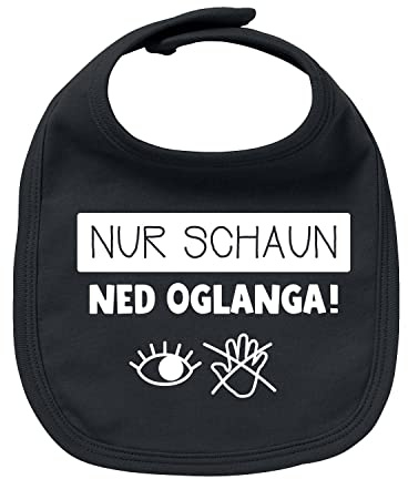 Bavariashop Baby Lätzchen Nur schaun... - schwarz, Kinderlätzchen mit Spruch