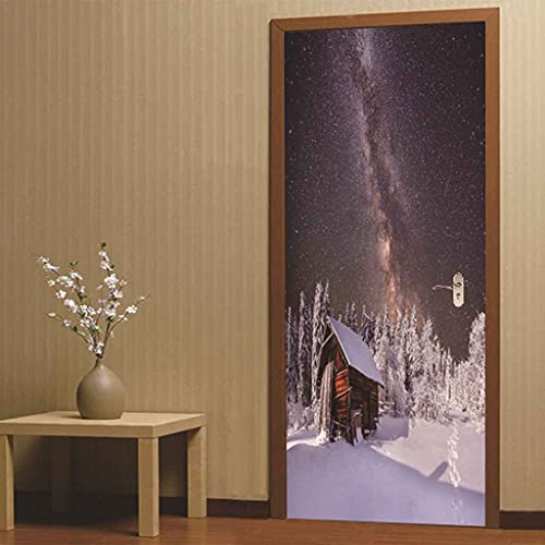 CBWRAW 3D Türaufkleber Türfolie Poster Weihnachten 90x200cm Türposter 3D Türsticker Selbstklebend Tapete Wasserdichtes Abnehmbare Wohnzimmer Wandtattoos Vinyl Türtapete Selbstklebend
