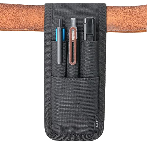 Porte-Stylo, Pochette Porte-Crayon, étui pour Ceinture, Peut contenir Plusieurs stylos, règle de 15,2 cm, 2 stylos et Un marqueur. Fabriqué en Tissus durables, détachable, Noir.