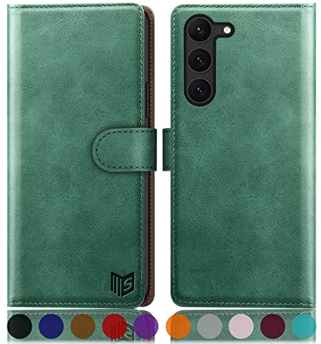 SUANPOT [RFID Schutz] für Samsung Galaxy S23 5G Hülle PU Leder Handyhülle Lederhülle Klapphülle Kartenfach Flip Cover für Samsung S23 Handy hülle Leather Wallet Phone Case Hellgrün