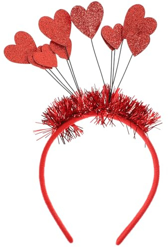 LALAFINA Valentinstag Rote Herz Kopf Boppers Herz Haarreif Rot Haarreifen Herz Haarreifen Partyzubehör für Urlaub Hochzeit Geburtstag Party