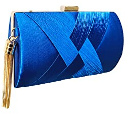 CORIOS Sac de Soirée Femme Frangé Embrayage Sacs à Main D'épaule de Mariée Élégant Sacs Fourre-Tout Ceremonie Mariage Fête Cocktail Pochette Portefeuille Bleu