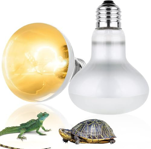 Lotvic 2 Pack 100W Reptile Heat Lamp, E27 Heat Lamp Bulb for Reptiles, Daylight Basking Spot Lamp, Tortoise Heat Lamp Bulb, Reptile Heating Bulb for Amphibian, Tortoise, Bearded Dragon (2 Pack 100W)