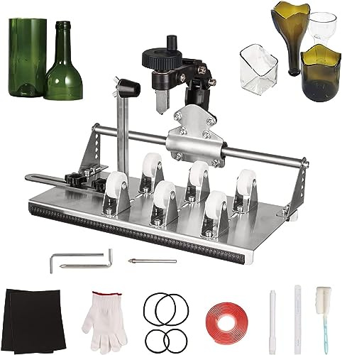 SPUZZO Verbesserter Glasflaschenschneider for alle Formen, multifunktionales DIY-Glasschneider-Set mit komplettem Zubehör, geeignet for Bier, Whiskey, Wein, Champagner
