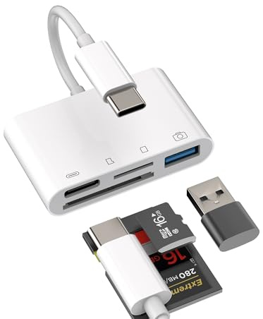 USB C Adapter USB 3.0 Kartenleser SD Micro SD 4 in 1 Hub Card Reader Ladegerät für Apple iPhone 15 iPad Macbook Air Kompatibel mit Samsung Docking Station OTG Multistecker Computer PC Zubehör