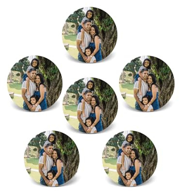 Lpraer 6 Stück Personalisierte Magnete mit Foto Kühlschrankmagnete Fotomagnet Fotorahmen Bilderrahmen Fotogeschenk niedliche Dekoration für Küche, Zuhause, Schule, Klassenzimmer, Whiteboard (Rund)