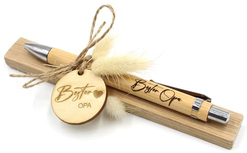 VmG-Store Holz Kugelschreiber als Geschenkidee zum Muttertag Mama Vatertag Geburtstag Papa Oma und Opa Arbeitskollege Freundin Freund (Ohne Wunschname, 04 Bester Opa)