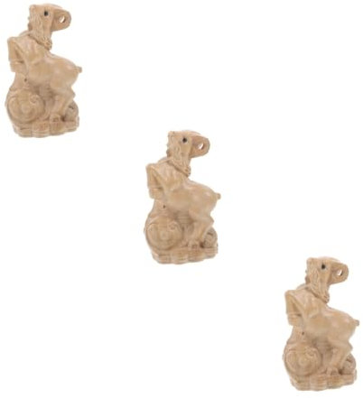 STOBAZA 3 Stück Sternzeichen Ornamente Statue Tischdekoration Tier Heimdekoration Kunsthandwerk Geschnitzte Holzfigur Holzschaf Figur Dekoration Desktop Dekoration Holzdekor