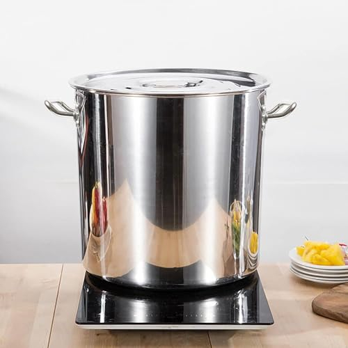YIJIEHH 35-70L Suppentopf Induktions, Gastronomie Kochtopf Aus 201 Edelstahl, Großer Gulaschkessel, Kochtopf FüR Familien Und Suppe Nudeln Eintopf HochtemperaturbestäNdig-50l