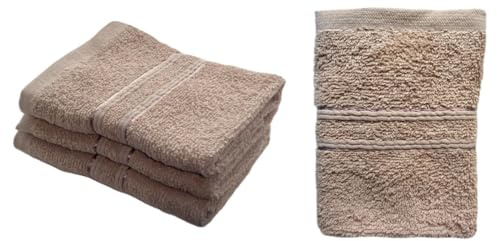 3 Pack Face Cloths Face Flannels 100% Egyptian Cotton Face Towel Colour Beige