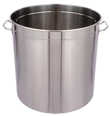 Olla de acero inoxidable para sopa, olla grande con tapa, recipiente para sopa para cocinar y almacenar para cocina de gas y cocina de inducción, fácil de limpiar y ahorra espacio (98 L)