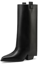 QUEEN HELENA Camperos Stivali Texani a Gambale Largo con Tacco Donna X31-110 (Nero, Sistema Taglie Calzature EU, Adulto, Donna, Numero, Media, 35)