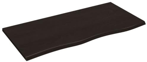 Makastle Waschtischplatte Holzbohlen Ideal für Aufsatzwaschbecken, Tischplatte Holzplatte Baumkanten-Platte für Heimwerker, Arbeitsplatten, Dunkelbraun 100x50x2 cm Massivholz Behandelt