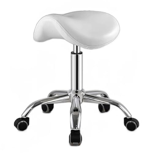 Innovz Sattelhocker Ergonomischer Sattelstuhl für Schwere Menschen, Verstellbare Sattelhocker Thekenhöhe, Profi-Sattelsitz für Zahnärzte, Friseure, Therapeuten, Kosmetiker(White)