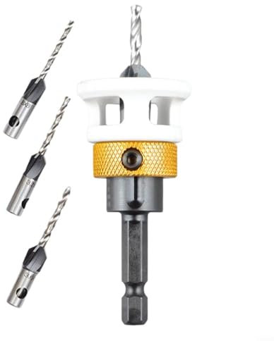 HOHOVYVY 4 Stücke Senkbohrer Holz, Bohrer Mit Senker, Einstellbare Senker Bohrer Bits Mit Tiefe Stop Hex Schaft Für Holzbearbeitung