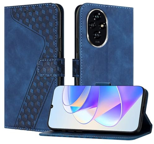 OKZone Funda para Huawei Honor 200 Pro 5G, PU Cuero Flip Carcasa Fundas Móvil de Tapa Libro Caso Piel PU Billetera Case Telefono Cubrir Móvil Cover con Cáscara de TPU(Azul)