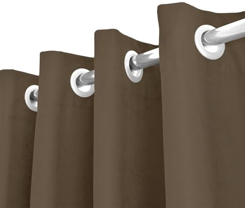 IlGruppone Tenda Semioscurante 140 x 290 Cm con Occhielli da Interno A Pannello Coprenti Moderne A Tinta Unita Soggiorno Cucina Camera Finestra - Tortora Scuro - 2 Tende