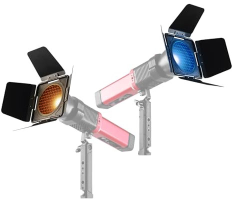 GVM Barn Door + Honeycomb Grid for PD60B PD60C PL60B PL60C Video Lights, Durable Metal Build, Adjustable Light Direction, Shape, Intensity, and Color for Photographers in Shape of Handheld Flashlight