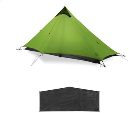 Campingzelt Outdoor-Campingzelt für 1 Person, 3–4 Jahreszeiten, professionelles 15D-Silnylon-Stangenloses, ultraleichtes Wander-Campingzelt Tunnelzelte(Green 3 S with Mat)