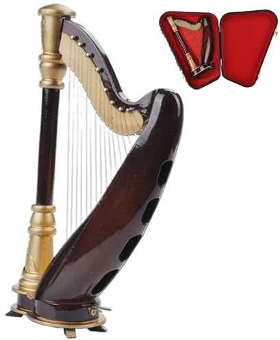 Harfenmodell Miniatur, Miniatur Harfe,Dekorationsinstrumentmodell - 5,5 Zoll Home Decoration Display Ornament für Musikliebhaber, Tischdekoration Figur