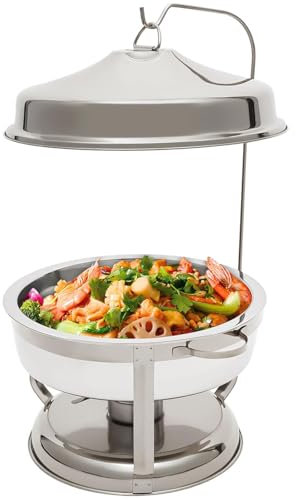 PLOTSAGE Serving Food Warmer, Chafing Dish Buffet Set, Chafers And Buffet Warmers Sets, Chafing Dishes with Lid And Holder, for Catering, Parties,Silver,4.5L