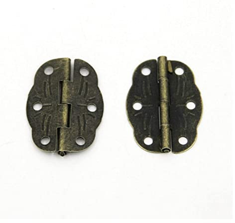 Scharniere Schrankscharniere Retro-Scharnier mit geschnitztem Motiv, Scharniere mit 22 x 30 mm Druckscharnier, ovales Blumenscharnier, antikes Scharnier, Geschenkbox, Holzkiste, 6-Loch-Scharnier, Eise