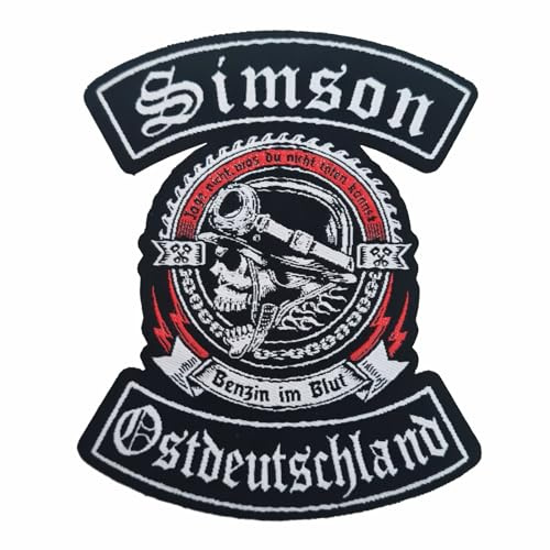 Rückenpatch Aufnäher groß Simson Ostdeutschland DDR Moped Motorrad Totenkopf