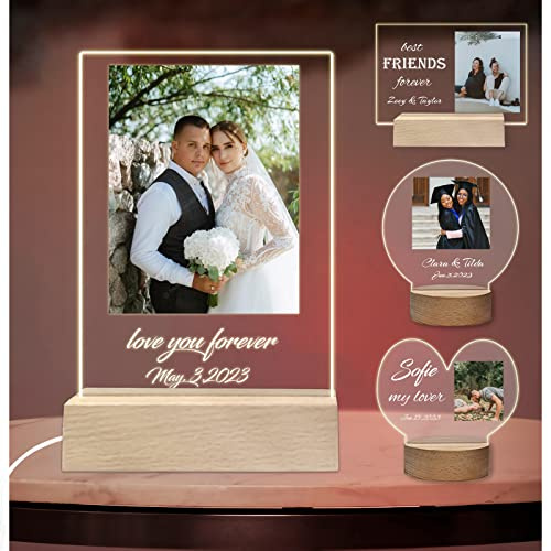 Beliver Benutzerdefinierte Acryl Bilderrahmen Personalisierte Bild/Text Acryl Fotorahmen Stand für Mutter, Liebhaber, Jahrestag, Engagement Geschenk