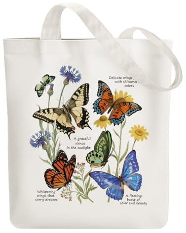 ANATTASOUL Baumwolltasche Personalisiert mit Text in Schmetterling, Leinwand Geschenk Tragetasche für Damen Freundin Mama Schwestern Ehefrau Geburtstag, Muttertag Tasche