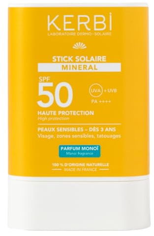 Stick Solaire SPF50 15g - parfum monoï - dès 3ans - KERBI
