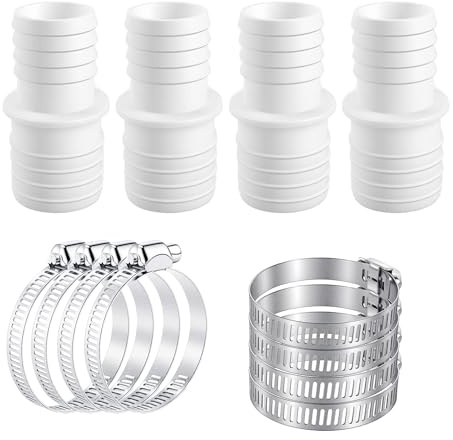 Yunova Poolschlauch 38mm Verbinder 4er Set – Universal Adapter 32/38mm, PVC, inkl. 8 Zubehör & Montagewerkzeug, Dicht & Langlebig, Schlauchverbinder für Pool, Garten, Whirlpool, Teich