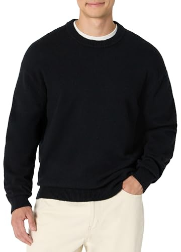 Amazon Essentials Maglione Girocollo Testurizzato in Misto Cotone Vestibilità Comoda Uomo, Nero, M