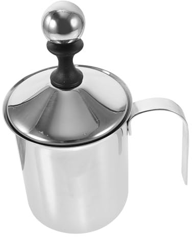 PRETYZOOM Montalatte Manuale Acciaio Inossidabile con Schiumatore per Latte per Cappuccino e Facile da Usare e Lavabile Lavastoviglie