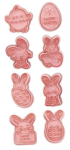 LABRIMP 8 Pezzi Stampi Biscotti Pasquali Stampo Embossing per Uova Coniglietti Decorazioni da Te per Feste e Creazioni Artigianali