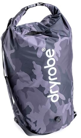 Dryrobe® Travel Compression Bag - Large Compact Waterproof Bag for Travel & Sports Storage - Wet Bags for Swimming/Surfing/OCR - Stuff Sack for Wet Clothes with Roll Up Closure - 33 L - Black Camo