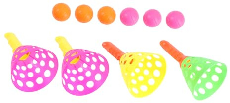 Hemobllo Jeu De Lancer De Balle à Ressort Et Jeu D'attrape-Balle Garçon Et Filles 2 Paires Matériau Plastique Taille Garçon Et Filles Couleurs Aléatoires Loisirs Famille 6 Balles