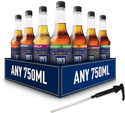 Tate & Lyle - Custom Case Pure Cane Sugar Syrups - 750ml - With Pump - Caramel, Salted Caramel, Hazelnut, Vanilla And More - Fairtrade, Vegan and Vegetarian Friendly