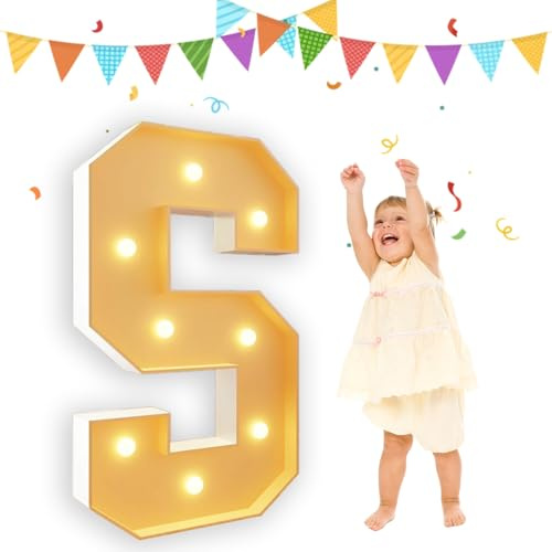 Lettres de chapiteau de 0,9 m pour décoration de fête, mariage, anniversaire, vacances, décoration de fête - Panneau en mousse prédécoupé - Lettre S